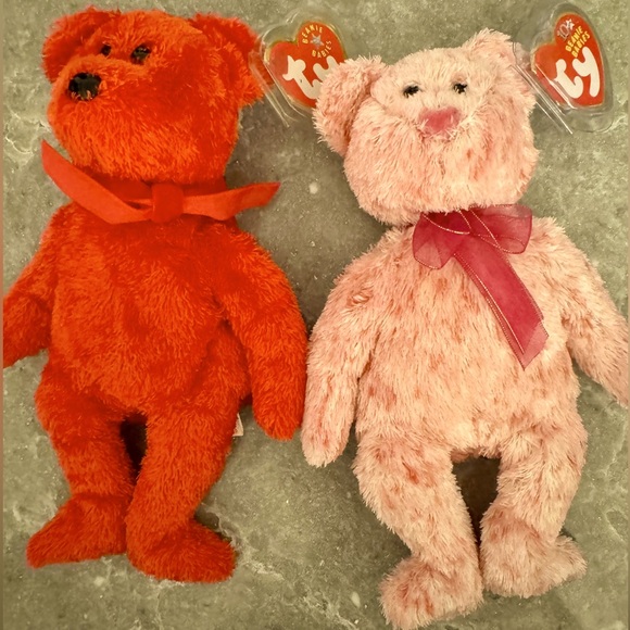 RARE RETIRED TY Beanie Babies collectible Smitten 2002 and Sizzle 2001 orig tags - Picture 1 of 12